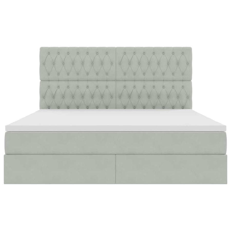 Bed met LED -striplichten Lichtgrijs 180 x 200 cm Fluweel