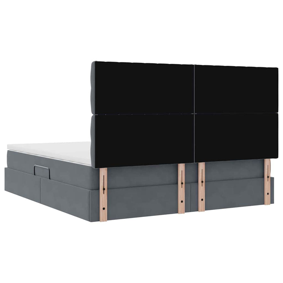 Bed met LED -striplichten Donkergrijs 180 x 200 cm Fluweel