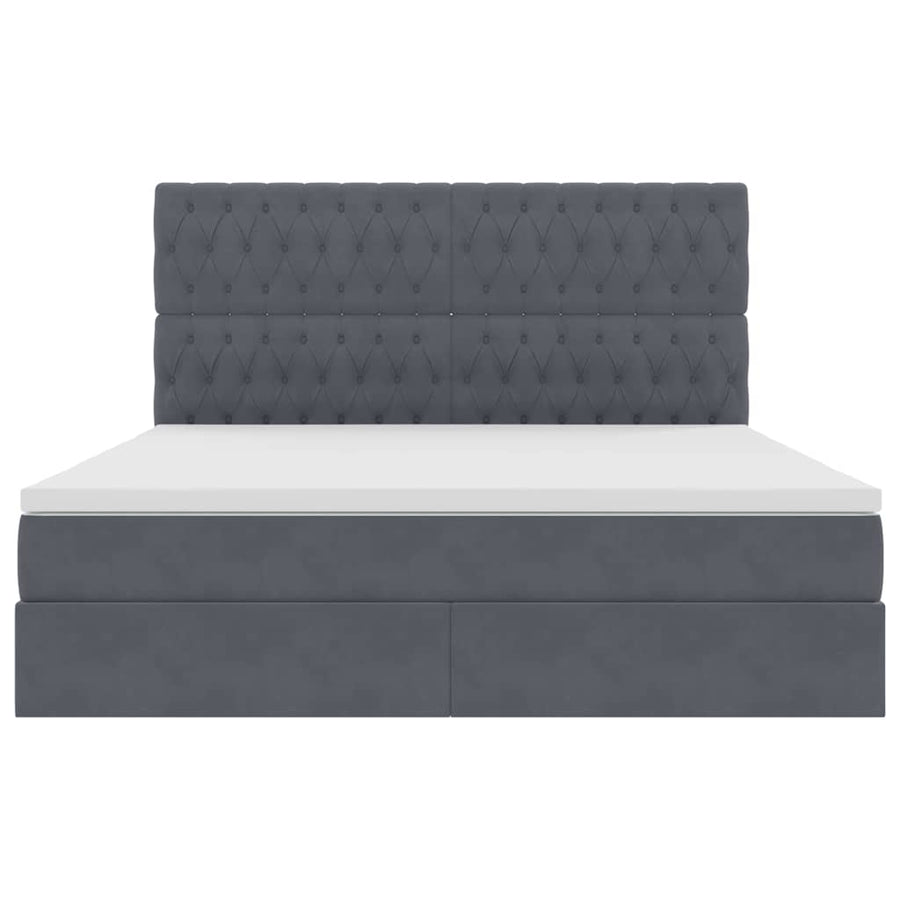 Bed met LED -striplichten Donkergrijs 180 x 200 cm Fluweel