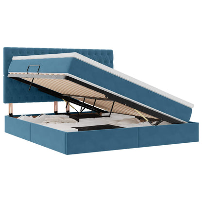 LED Opslagbed met Matras Donkerblauw 180 x 200 cm Fluweel