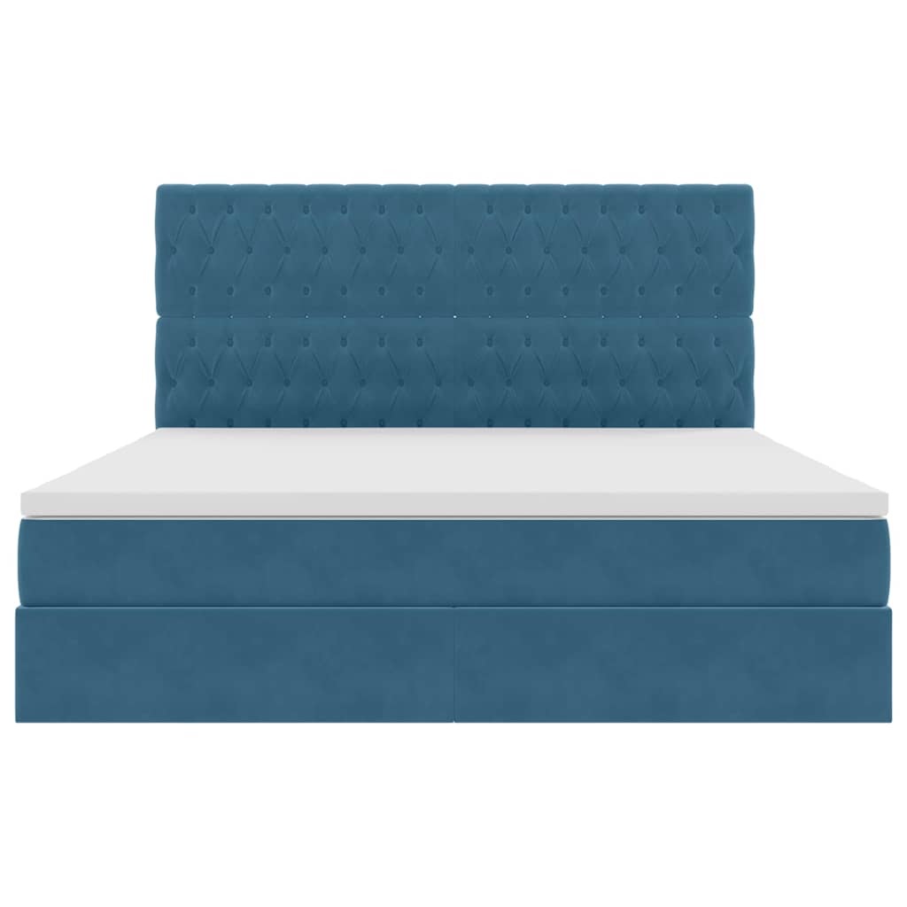LED Opslagbed met Matras Donkerblauw 180 x 200 cm Fluweel