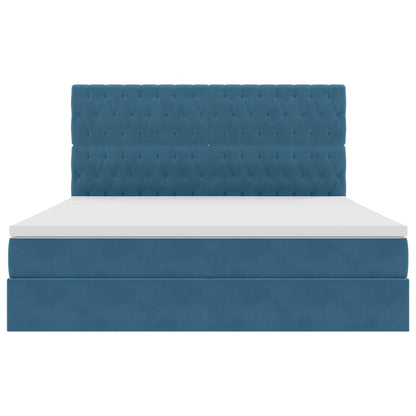 LED Opslagbed met Matras Donkerblauw 180 x 200 cm Fluweel