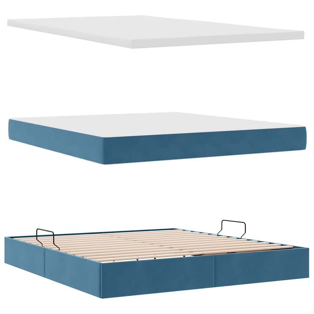 LED Opslagbed met Matras Donkerblauw 180 x 200 cm Fluweel