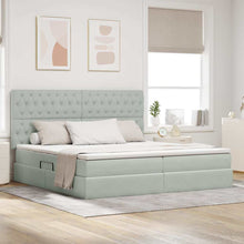Bed met LED -striplichten Lichtgrijs 200 x 200 cm Fluweel