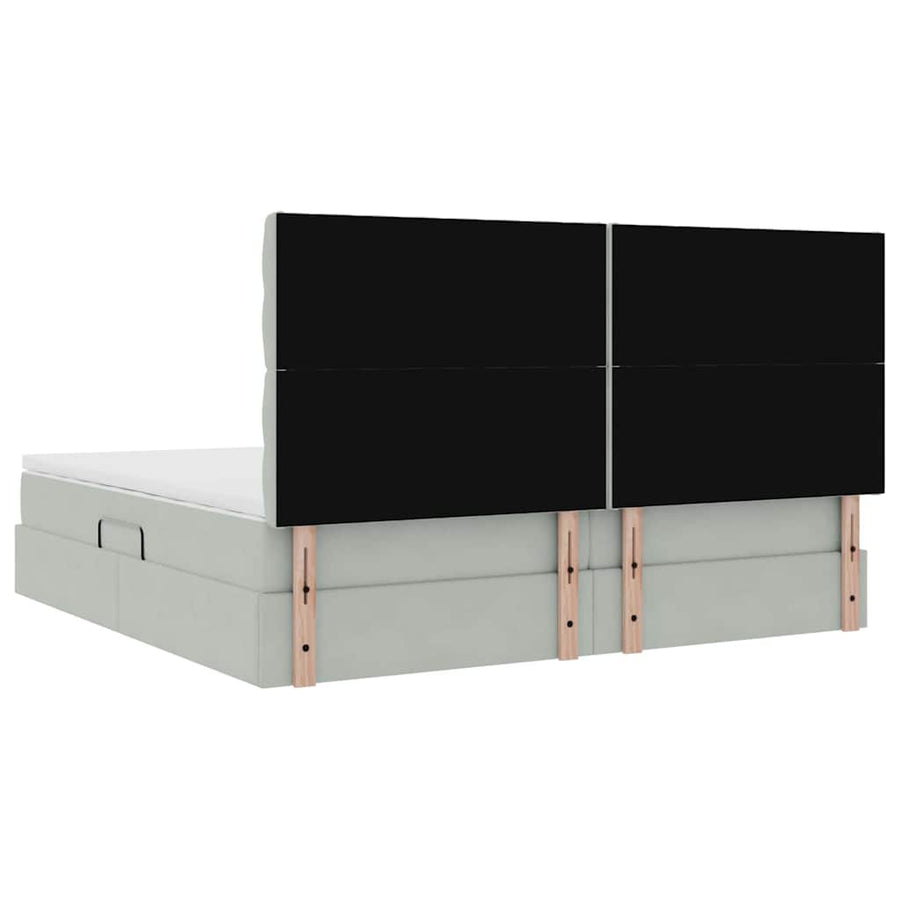 Bed met LED -striplichten Lichtgrijs 200 x 200 cm Fluweel