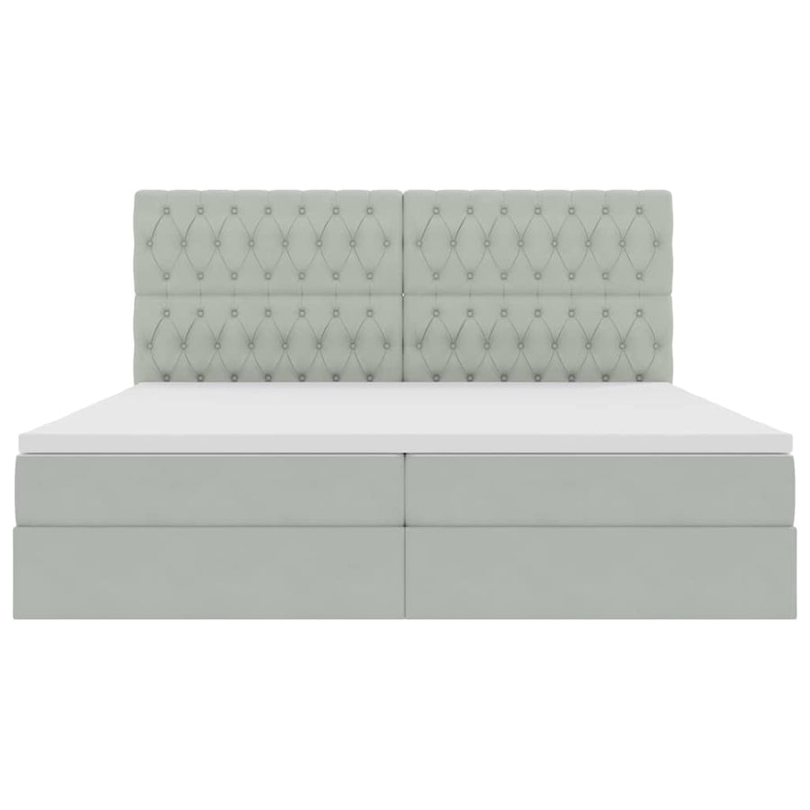 Bed met LED -striplichten Lichtgrijs 200 x 200 cm Fluweel