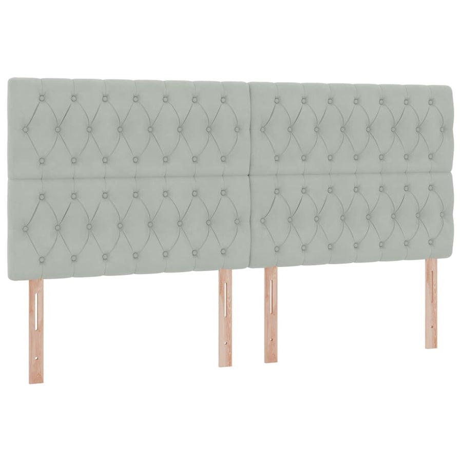 Bed met LED -striplichten Lichtgrijs 200 x 200 cm Fluweel