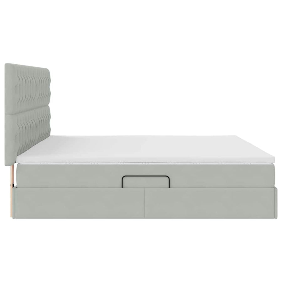 Bed met LED -striplichten Lichtgrijs 200 x 200 cm Fluweel