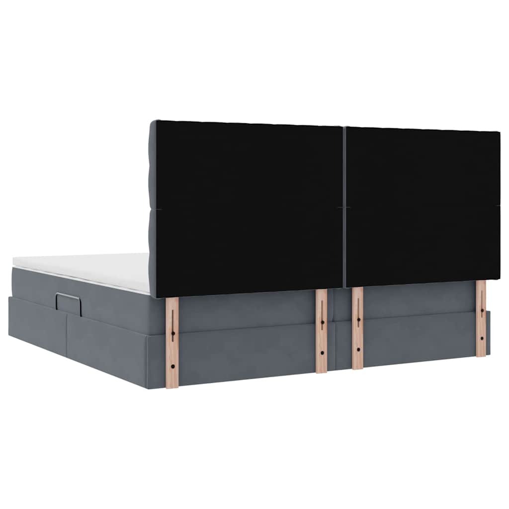 Bed met LED -striplichten Donkergrijs 200 x 200 cm Fluweel