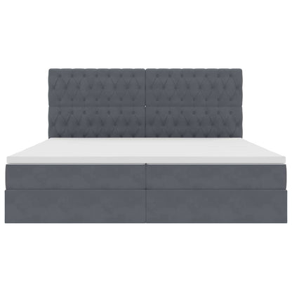 Bed met LED -striplichten Donkergrijs 200 x 200 cm Fluweel