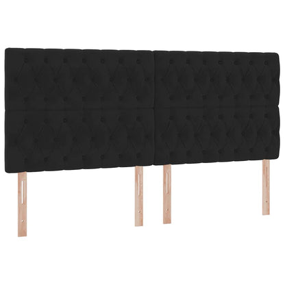 Bed met LED -striplichten met opslag Zwart 200 x 200 cm Fluweel