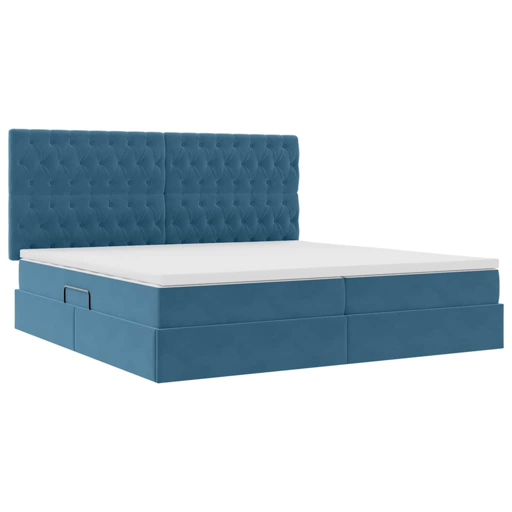 Bed met LED -striplichten Donkerblauw 200 x 200 cm Fluweel