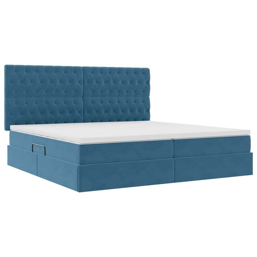 Bed met LED -striplichten Donkerblauw 200 x 200 cm Fluweel