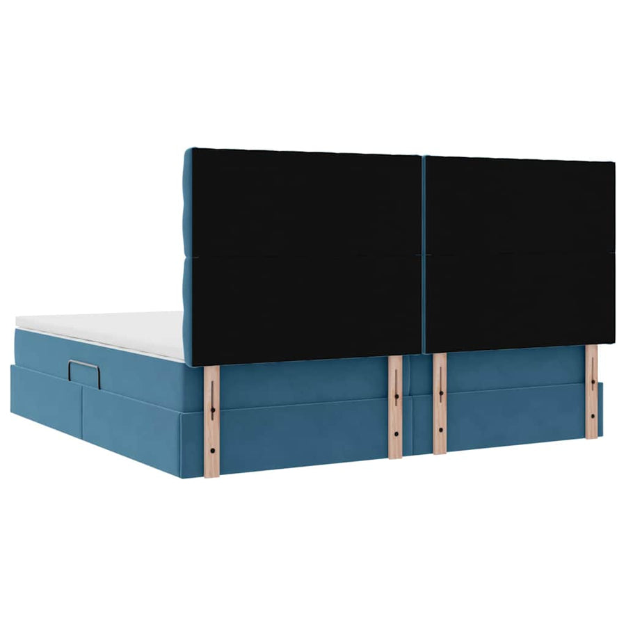 Bed met LED -striplichten Donkerblauw 200 x 200 cm Fluweel