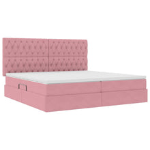 Bed met LED -striplichten met opslag Roze 200 x 200 cm Fluweel