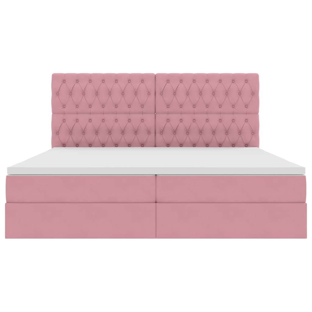 Bed met LED -striplichten met opslag Roze 200 x 200 cm Fluweel