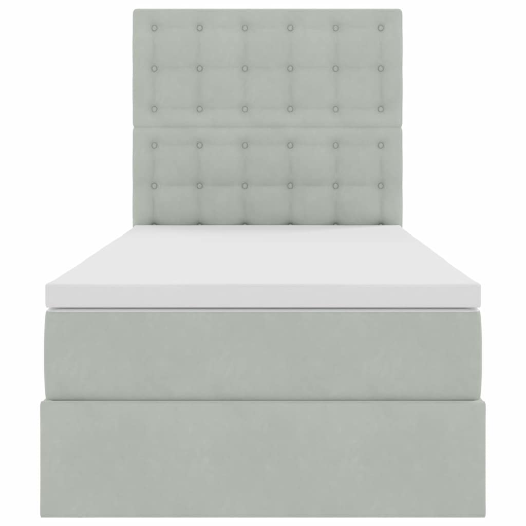 Opbergbed met LED met matras Lichtgrijs 90 x 190 cm Fluweel
