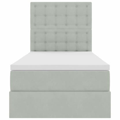 Opbergbed met LED met matras Lichtgrijs 90 x 190 cm Fluweel