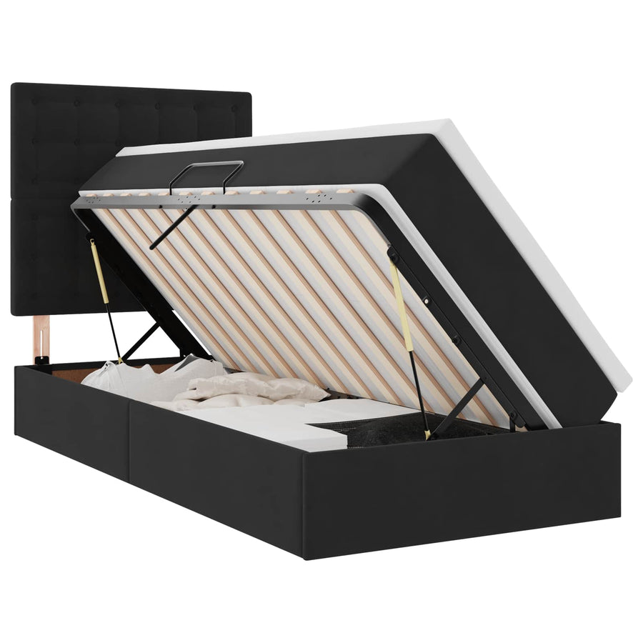 Opbergbed met LED met matras met LED Zwart 90 x 190 cm Fluweel