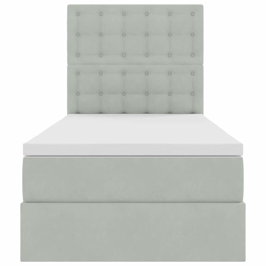 Opbergbed met LED met matras Lichtgrijs 100 x 200 cm Fluweel
