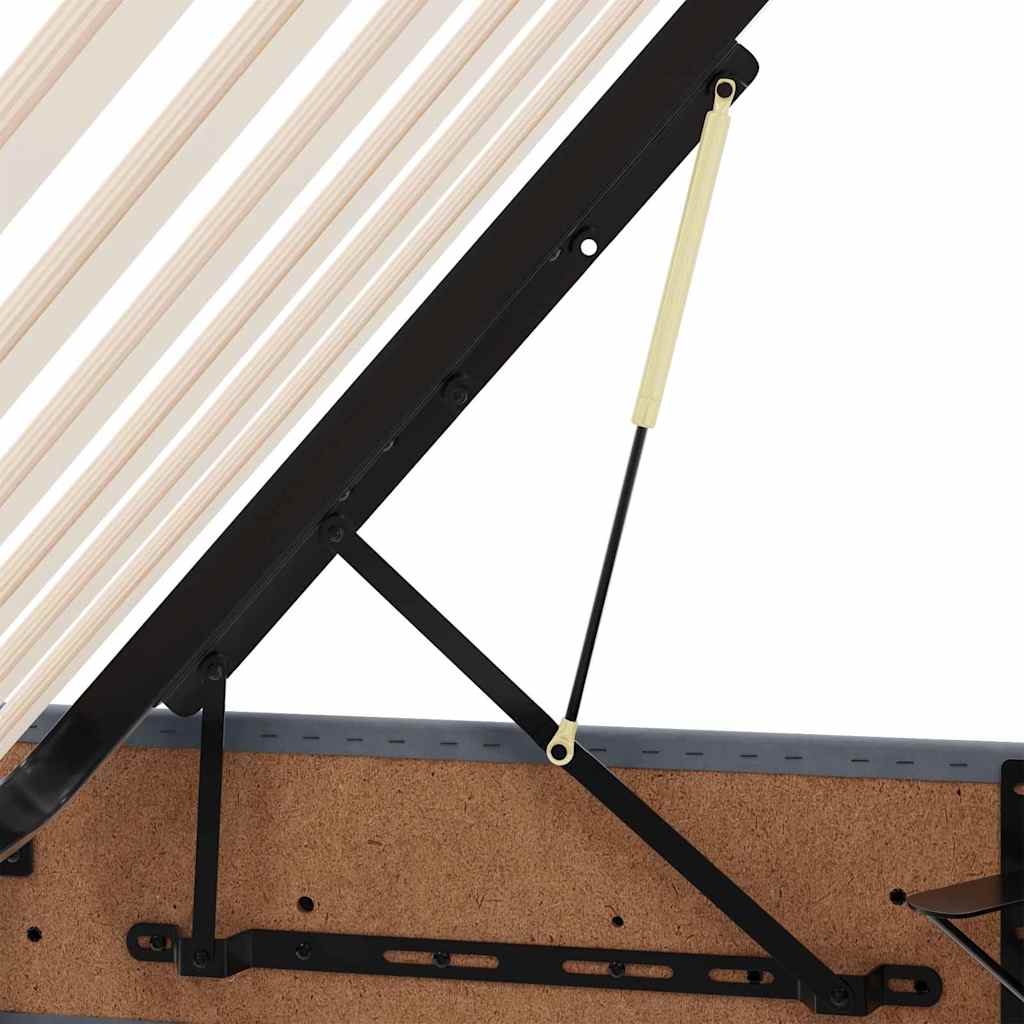 Opbergbed met LED met matras Donkergrijs 100 x 200 cm Fluweel