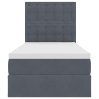 Opbergbed met LED met matras Donkergrijs 100 x 200 cm Fluweel