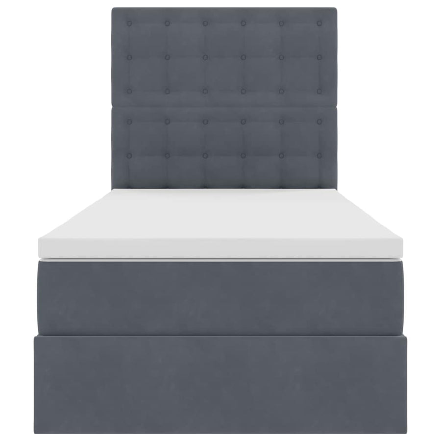 Opbergbed met LED met matras Donkergrijs 100 x 200 cm Fluweel