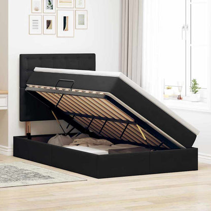 Opbergbed met LED met matras Zwart 120 x 190 cm Fluweel