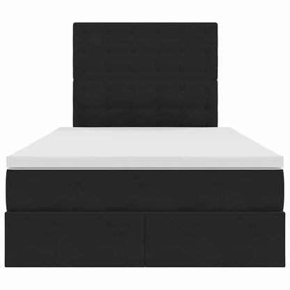 Opbergbed met LED met matras Zwart 120 x 190 cm Fluweel
