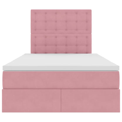 Opbergbed met LED met matras Roze 120 x 190 cm Fluweel