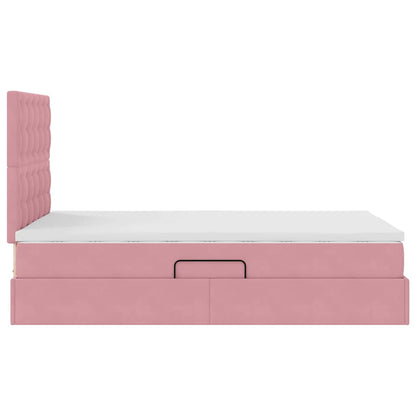 Opbergbed met LED met matras Roze 120 x 190 cm Fluweel