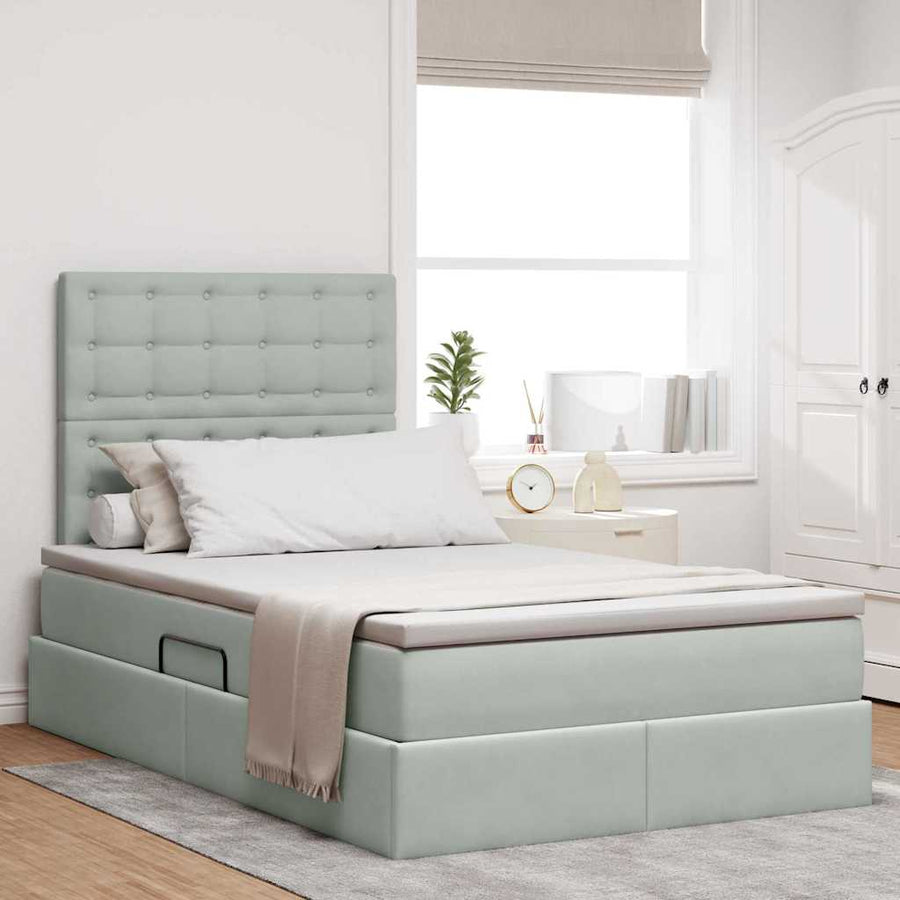 Bed met LED -striplichten Lichtgrijs 120 x 200 cm Fluweel