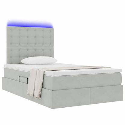 Bed met LED -striplichten Lichtgrijs 120 x 200 cm Fluweel