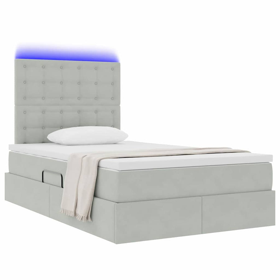 Bed met LED -striplichten Lichtgrijs 120 x 200 cm Fluweel