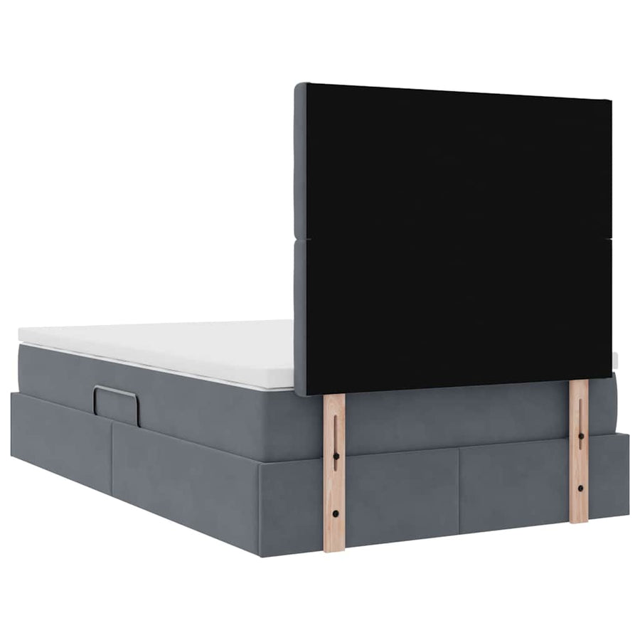Bed met LED -striplichten Donkergrijs 120 x 200 cm Fluweel