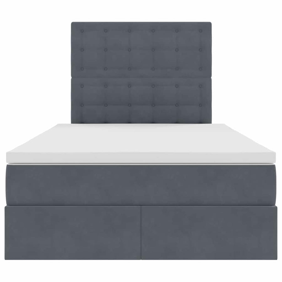 Bed met LED -striplichten Donkergrijs 120 x 200 cm Fluweel