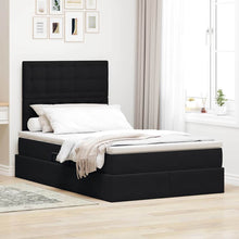 Bed met LED -striplichten met opslag Zwart 120 x 200 cm Fluweel