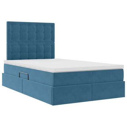 Bed met LED -striplichten Donkerblauw 120 x 200 cm Fluweel