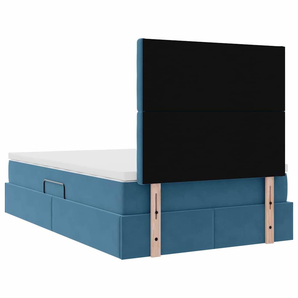 Bed met LED -striplichten Donkerblauw 120 x 200 cm Fluweel
