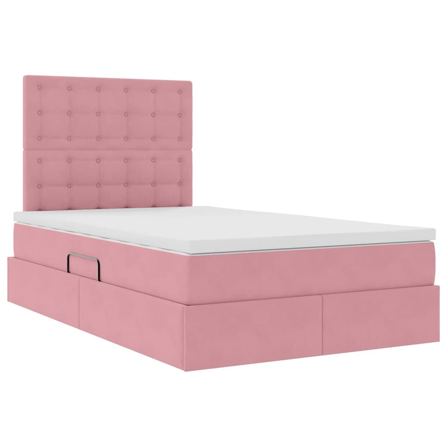 Bed met LED -striplichten met opslag Roze 120 x 200 cm Fluweel