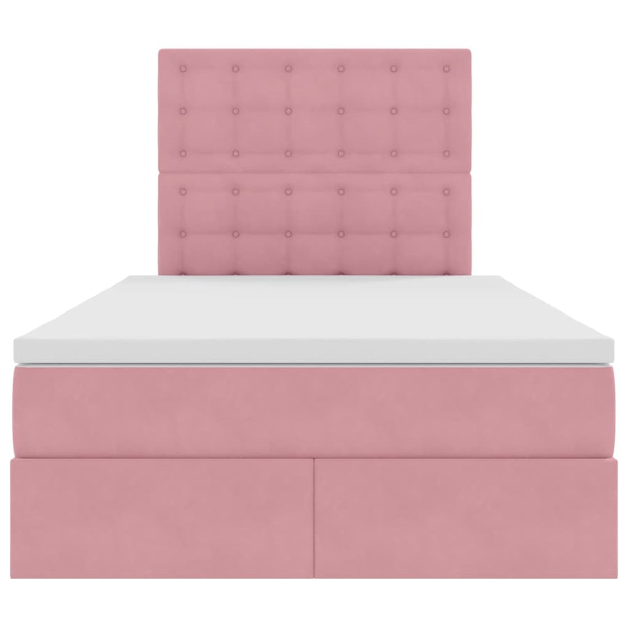 Bed met LED -striplichten met opslag Roze 120 x 200 cm Fluweel