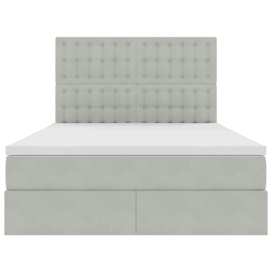 Bed met LED -striplichten Lichtgrijs 140 x 190 cm Fluweel