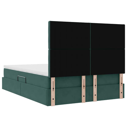 Bed met LED -striplichten Donkergroen 140 x 190 cm Fluweel