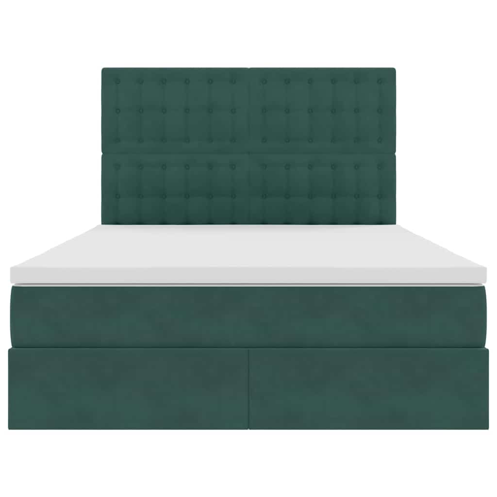 Bed met LED -striplichten Donkergroen 140 x 190 cm Fluweel