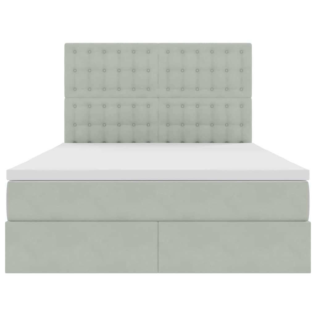 Bed met LED -striplichten Lichtgrijs 140 x 200 cm Fluweel