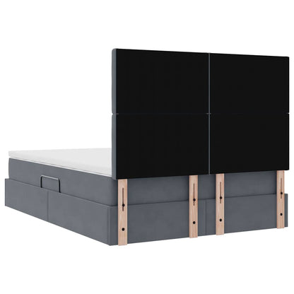Bed met LED -striplichten Donkergrijs 140 x 200 cm Fluweel