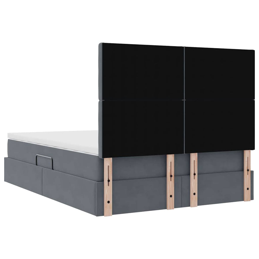 Bed met LED -striplichten Donkergrijs 140 x 200 cm Fluweel