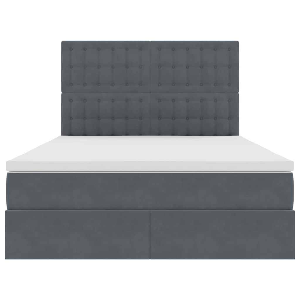 Bed met LED -striplichten Donkergrijs 140 x 200 cm Fluweel