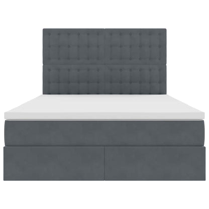 Bed met LED -striplichten Donkergrijs 140 x 200 cm Fluweel