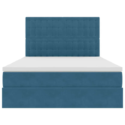 Bed met LED -striplichten Donkerblauw 140 x 200 cm Fluweel